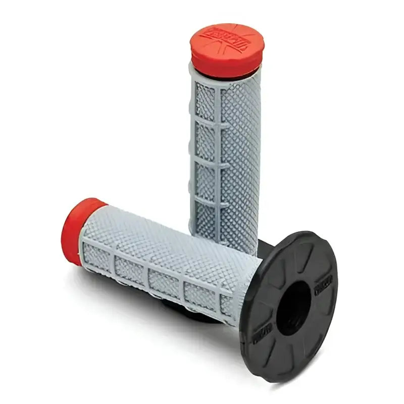 Gray Protaper Tri Density MX 1/2 Waffle Grips with Red Ends for better grip