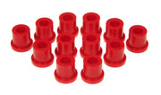 Red polyurethane rear spring and shackle bushings for Toyota truck replacement upgrade