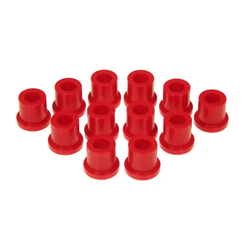Red polyurethane rear spring and shackle bushings for Toyota truck replacement upgrade