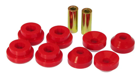 Red polyurethane rear shock bushings with metal sleeves for Honda Civic 88-95 shock upgrade