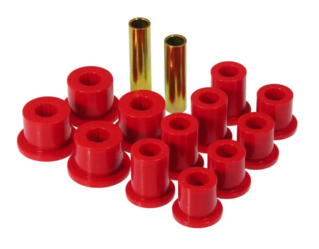 Red polyurethane rear spring and shackle bushings with metal sleeves for Toyota Truck 2WD