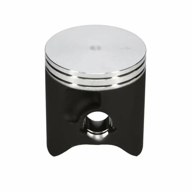 Black and silver two-stroke piston kit for Yamaha motorcycle engine with three rings