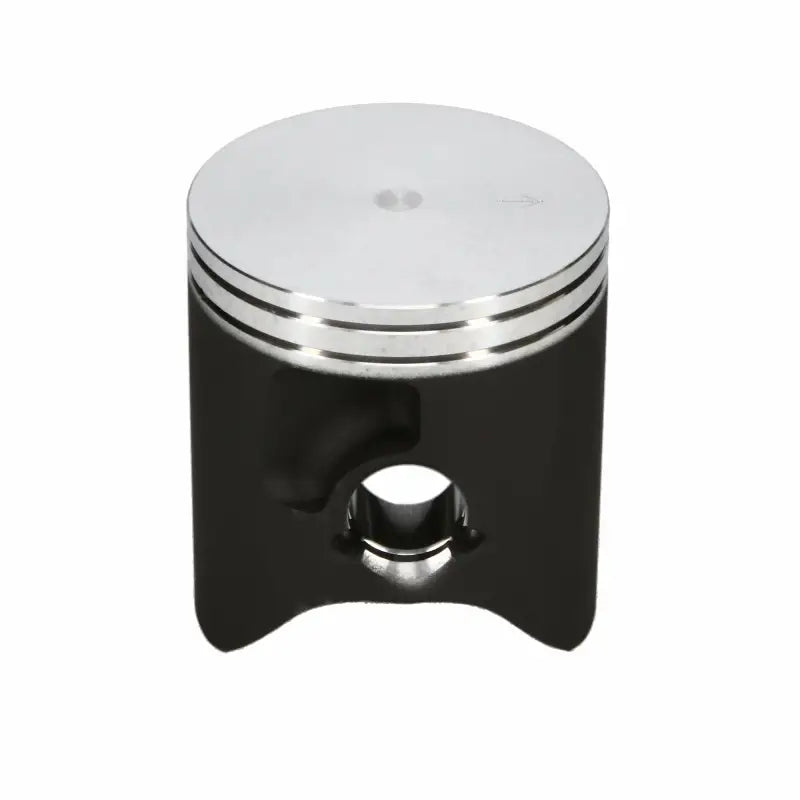 Two-stroke piston kit with black skirt and silver crown for std yam bikes