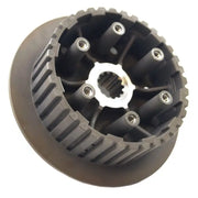 Motorcycle clutch hub Suz with inner spline and threaded posts for OEM clutch components
