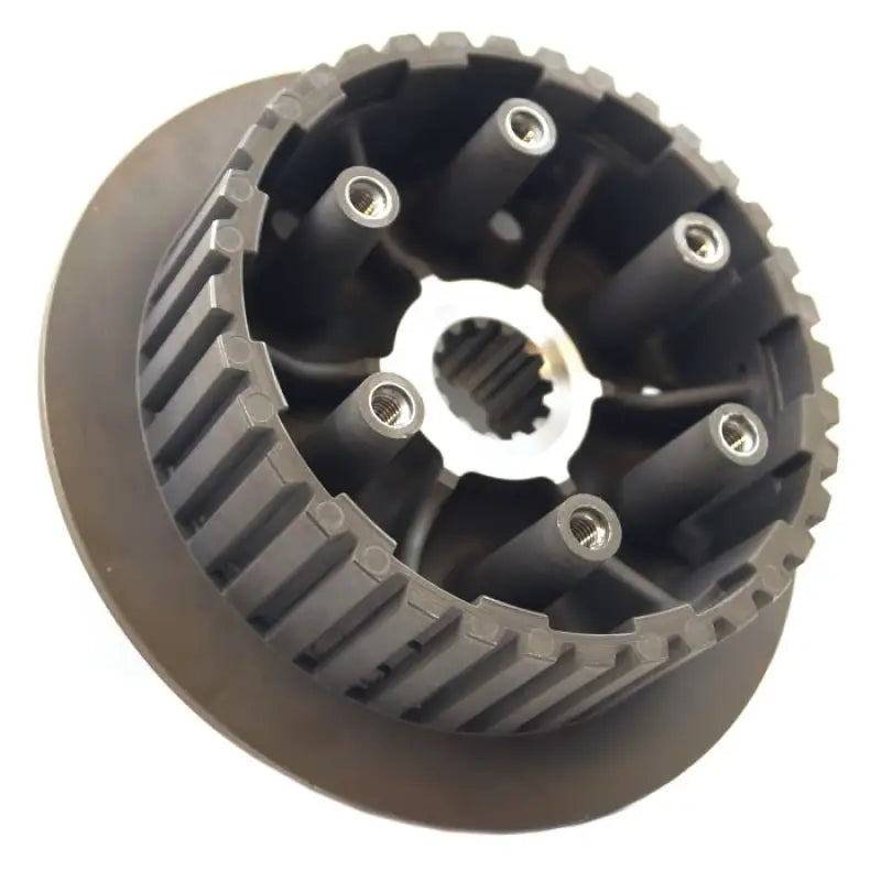 Motorcycle clutch hub Suz with inner spline and threaded posts for OEM clutch components