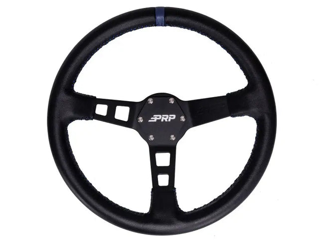 PRP Deep Dish Leather Steering Wheel- Blue - Truck & Automotive