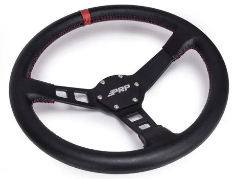PRP Deep Dish Leather Steering Wheel- Red - Truck & Automotive