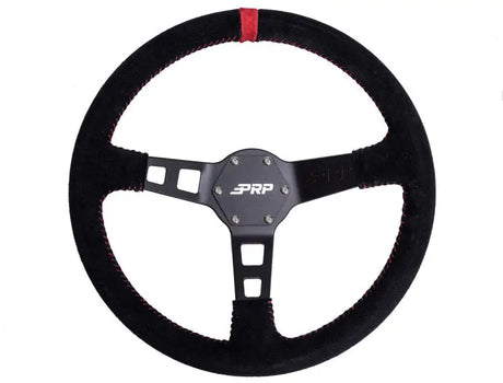 PRP Deep Dish Suede Steering Wheel- Red - Truck & Automotive