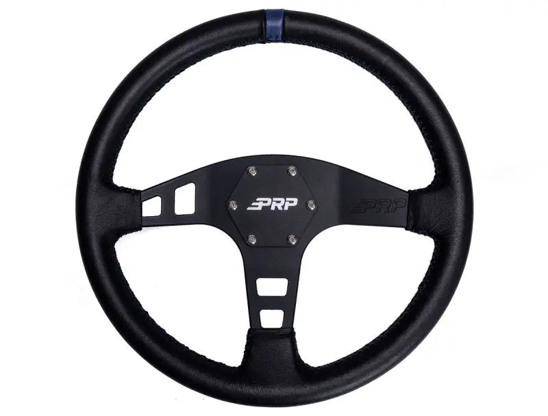 PRP Flat Leather Steering Wheel- Blue - Truck & Automotive