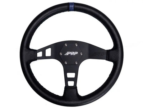 PRP Flat Leather Steering Wheel- Blue - Truck & Automotive