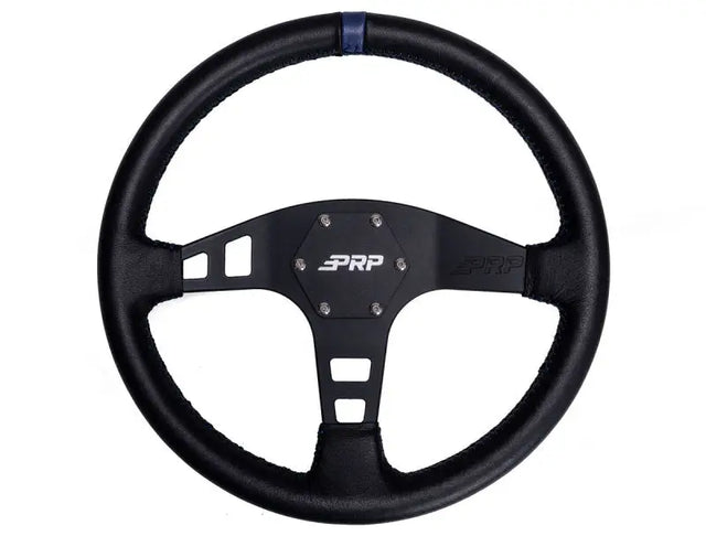 PRP Flat Leather Steering Wheel- Blue - Truck & Automotive