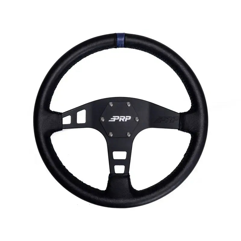 PRP Flat Leather Steering Wheel- Blue - Truck & Automotive