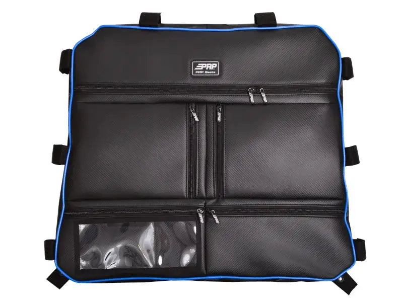 Voodoo Blue PRP RZR Ovrhead Bag with multiple zippers and clear window pocket