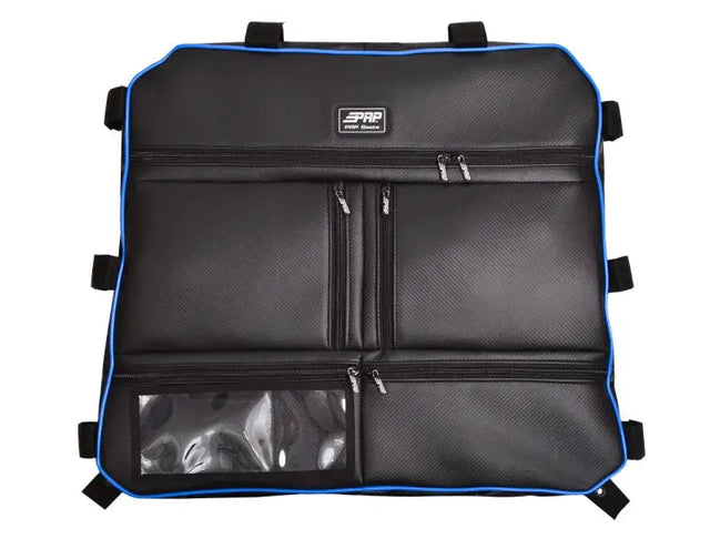 Voodoo Blue PRP RZR Ovrhead Bag with multiple zippers and clear window pocket