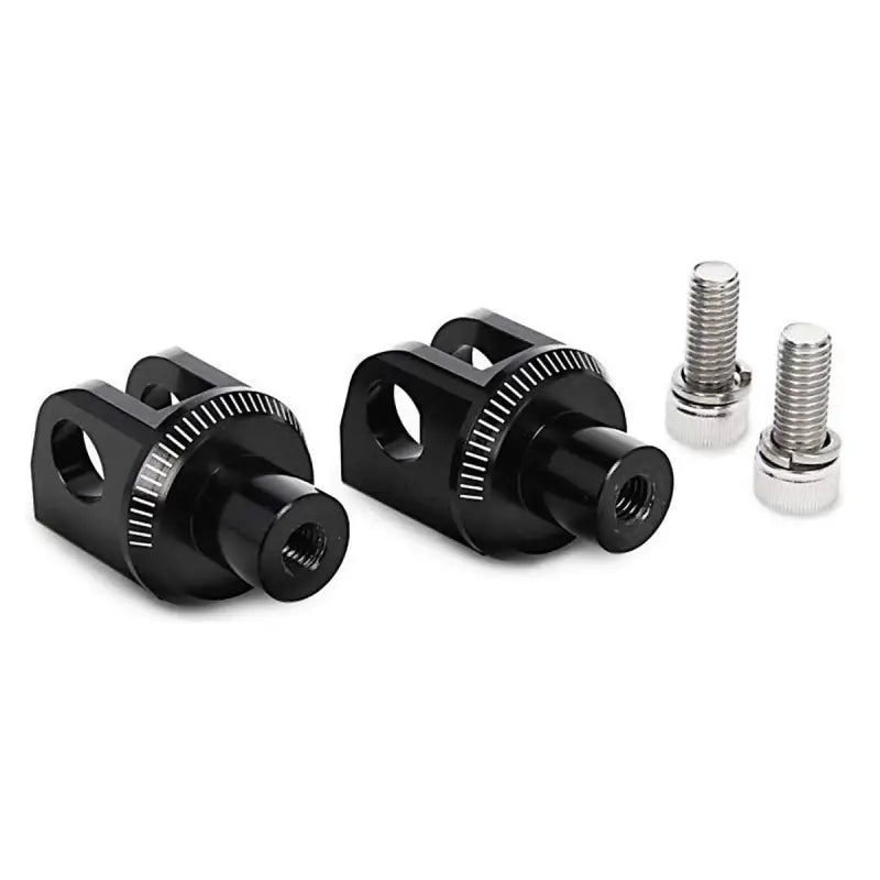 Black anodized aluminum Puig 6451N footpeg adapter with stainless steel cap screws