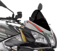 Gray and black Aprilia motorcycle front with Puig 7615N Windscreen Racing Black