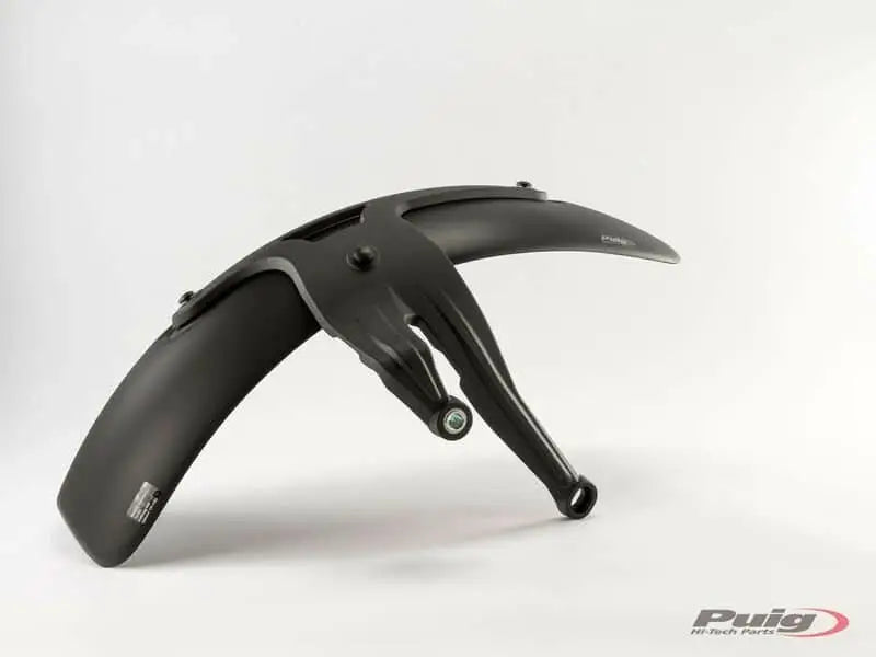Matte black motorcycle front fender tire hugger Puig 8595J tire hugger style