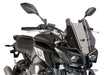 Black and silver motorcycle with Puig 8917F Windscreen Touring Dark Smoke style