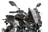 Black and silver motorcycle with Puig 8917F Windscreen Touring Dark Smoke style