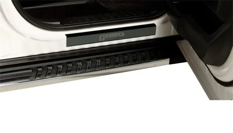 Putco 15-20 Ford F-150 - Regular Cab &amp; SuperCab w/ F-150 Etching (2pcs) Black Platinum Door Sill - 95145BPFD
