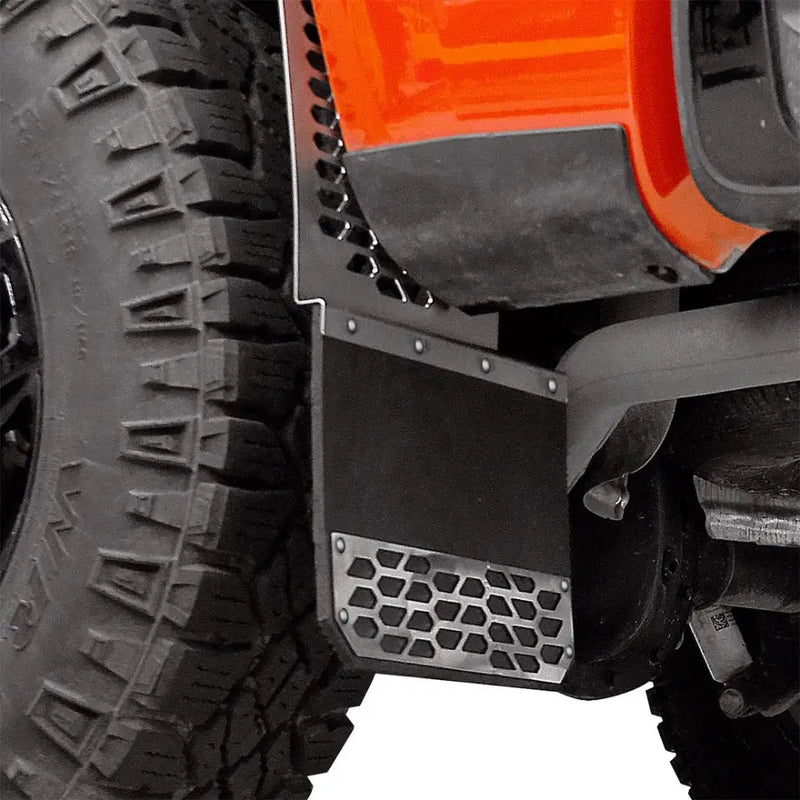 Putco Features New Hex Shield™ Pattern Mud Flap 78165 - Skins Brushed SS Fits Ram HD