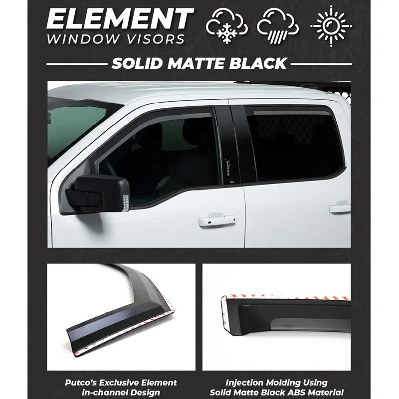 Putco UV Resilient Rainguard 680244 - Matte Black Element Window Visors