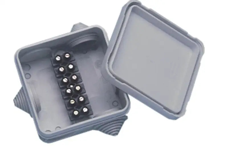 Gray electrical junction box with terminal block from PX-1 Newmar waterproof junction box series