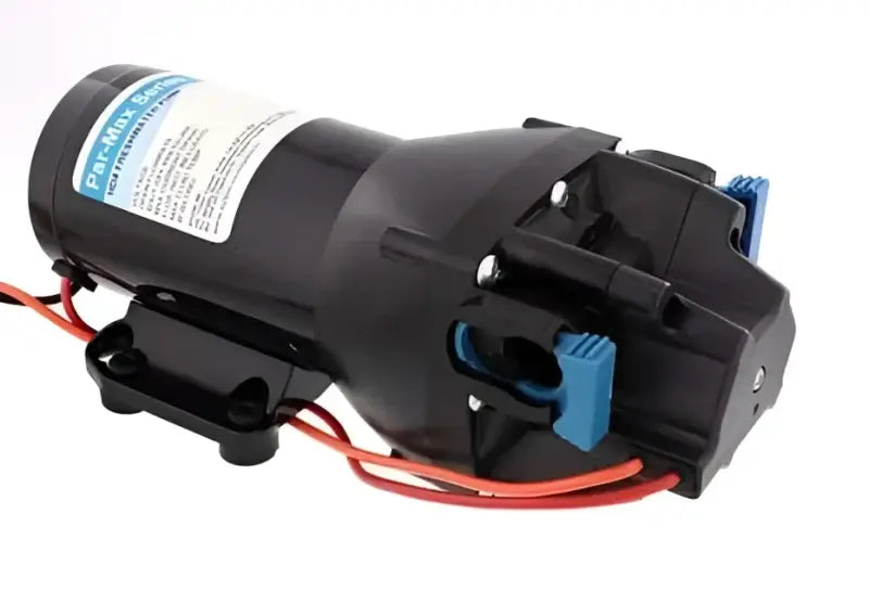 Black water pump with blue accents, Jabsco Parmax HD4 12V 4GPM 60Psi product image