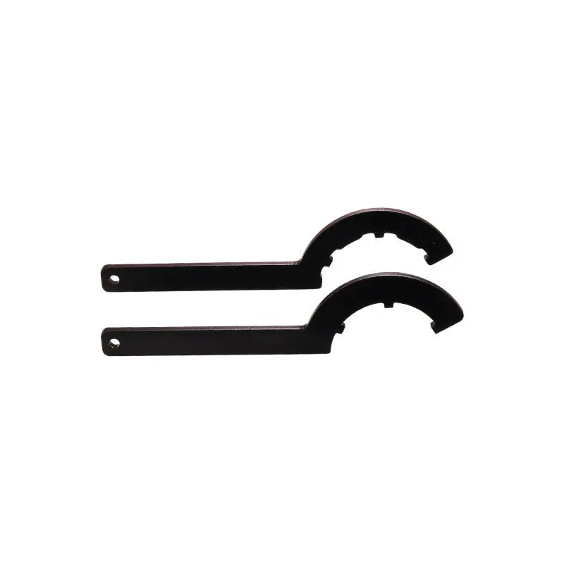 Black crescent spanner wrenches for spring seat and lock nut adjustments in QA1 kit
