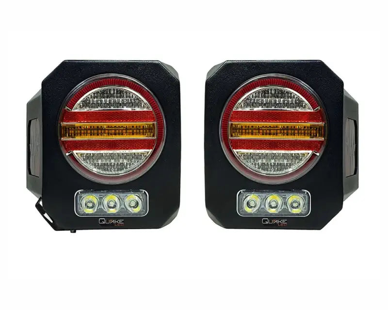 Pair of black Quake LED Metal Tek JL tail lights for trailers