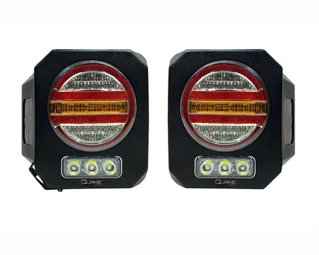 Pair of black Quake LED Metal Tek JL tail lights for trailers