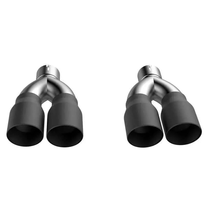 QTP 15-18 Dodge Challenger 5.7L 304SS Screamer Exhaust 3in Quad Tip Adapter w/Black Tips 