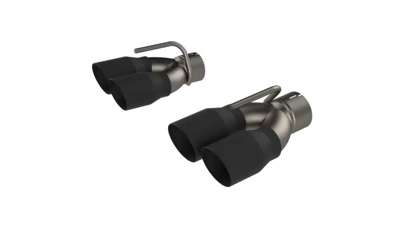 QTP 15-18 Dodge Challenger 6.2L/6.4L 304SS Screamer Exhaust 3in Quad Tip Adapter w/Black Tips - Truck & Automotive