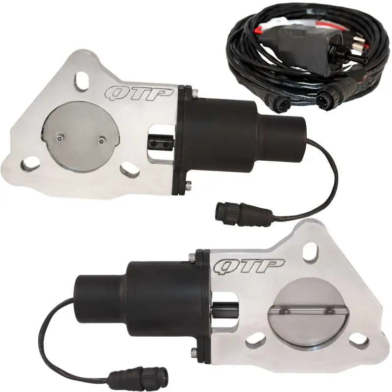 QTP 2.25in Bolt-On QTEC Dual Electric Cutout Valves - Pair 