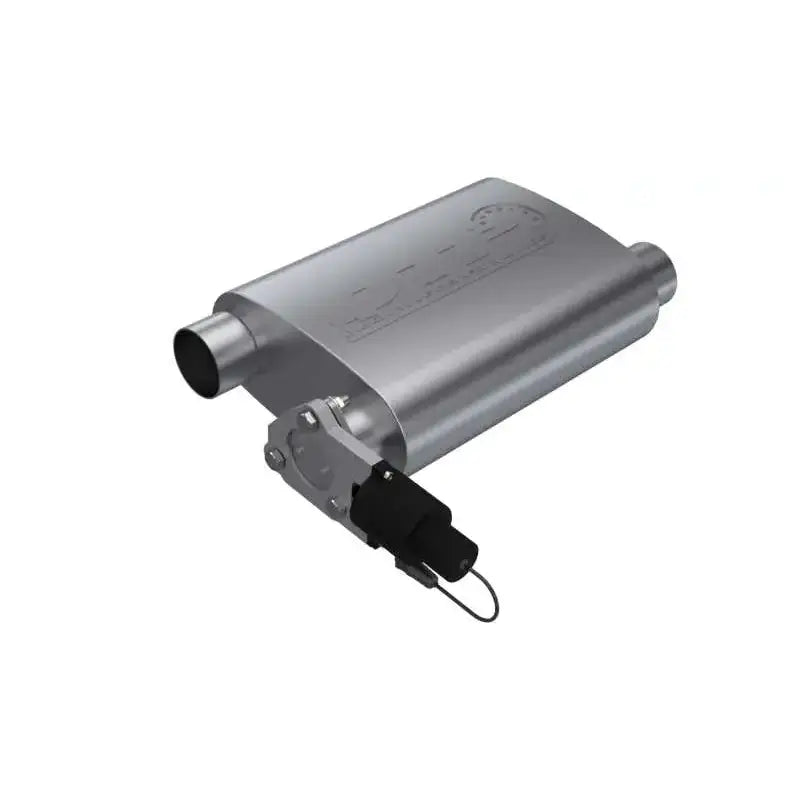 QTP QTP 2.5in Weld-On 304SS Reverse Screamer Muffler w/Bolt-On QTEC Electric Cutout