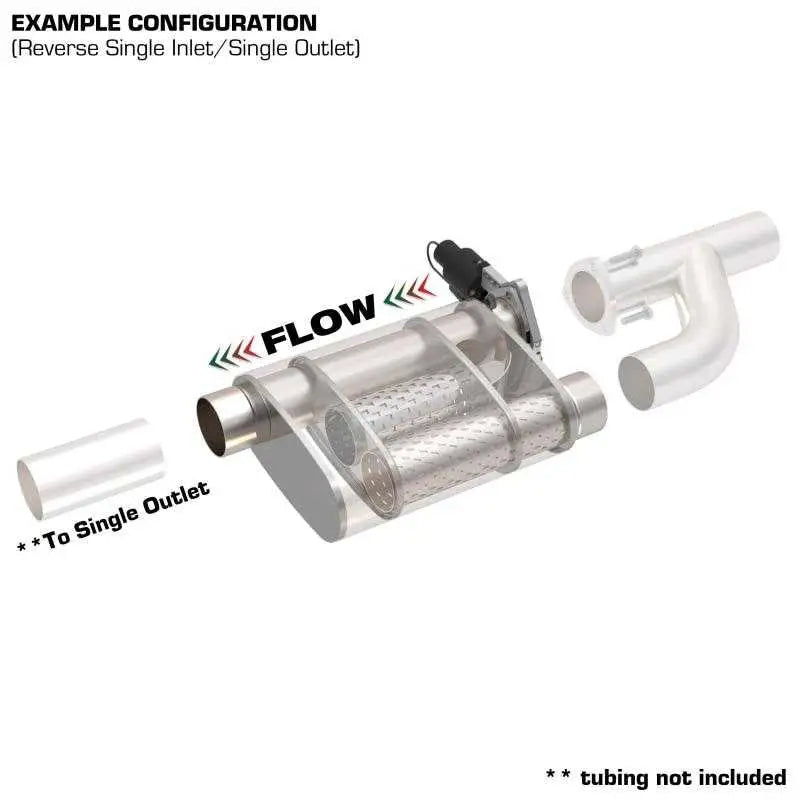 QTP 2.5in Weld-On 304SS Reverse Screamer Muffler w/Bolt-On QTEC Electric Cutout 