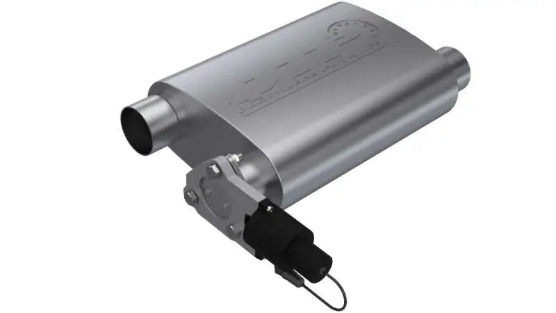 QTP QTP 2.5in Weld-On 304SS Reverse Screamer Muffler w/Bolt-On QTEC Electric Cutout