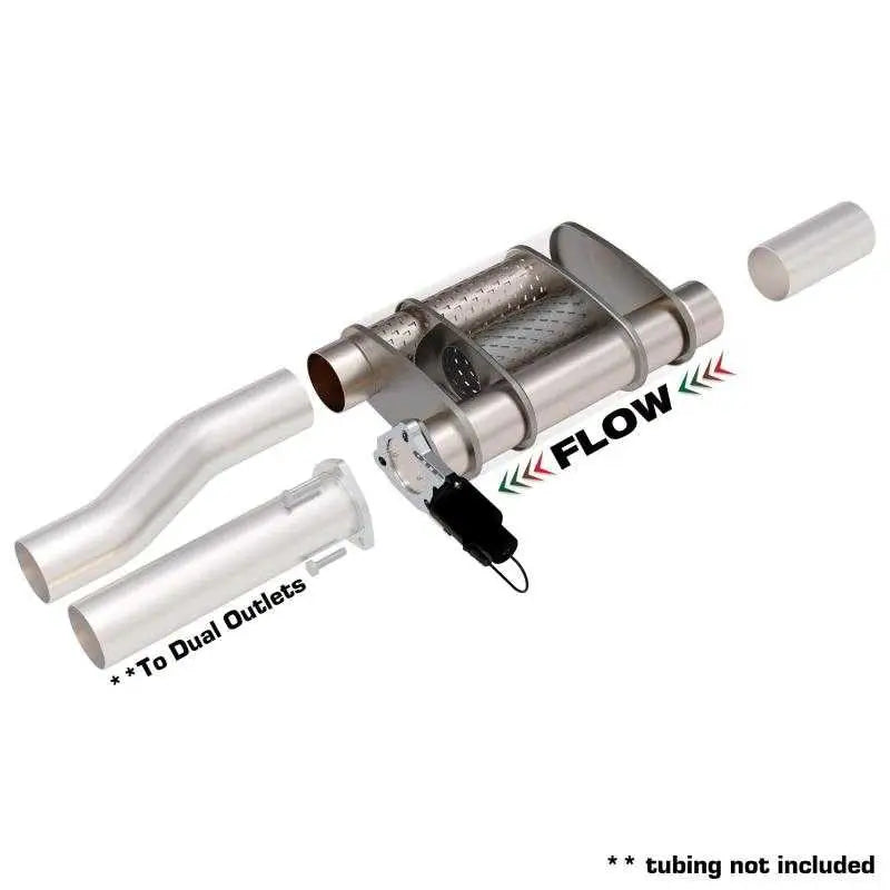 QTP 3in Weld-On 304SS Screamer Muffler Short Case w/Bolt-On QTEC Electric Cutout 