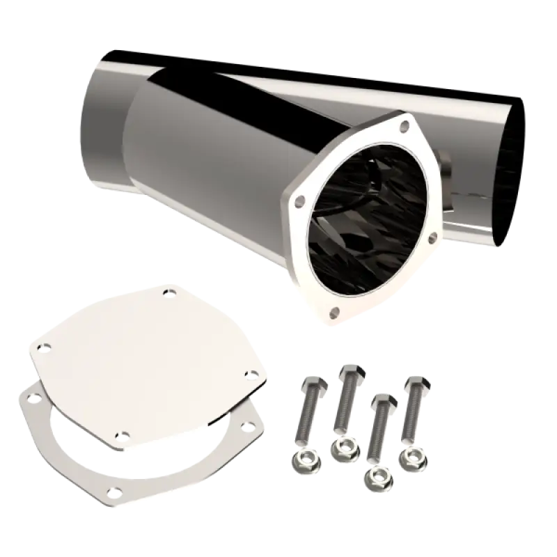 Shiny metal exhaust cutout for QTP 5in Weld-On QTEC Exhaust Cutout Y-Pipe