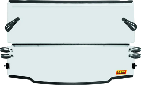 White split Polaris Ranger folding windshield with black hardware for QuadBoss folding windshield