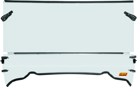 White truck bed cover for Polaris Ranger with QuadBoss folding windshield upgrade