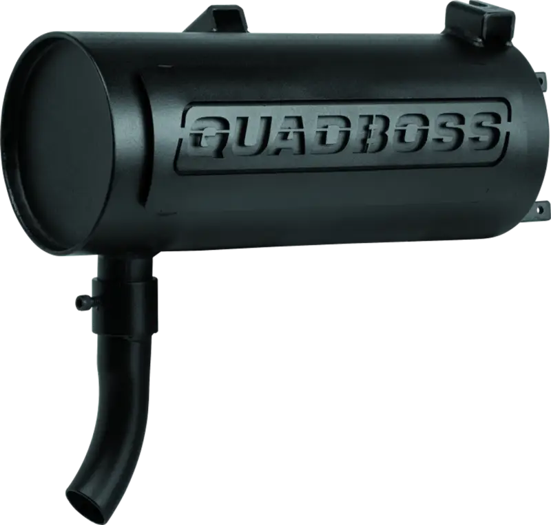 Black QuadBoss slip-on muffler for Polaris Sportsman 400 off-road bike