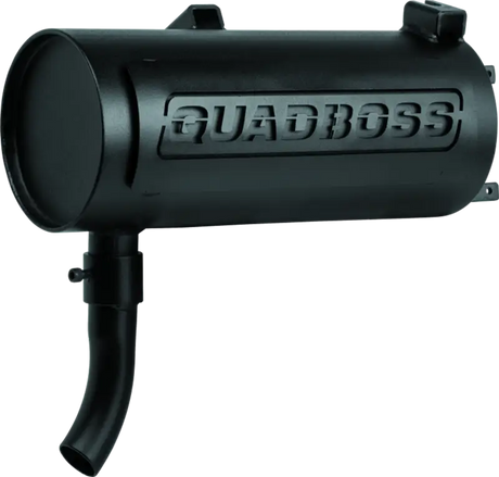 Black QuadBoss slip-on muffler for Polaris Sportsman 400 off-road bike