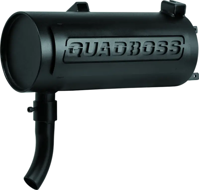 Black QuadBoss slip-on muffler for Polaris Sportsman 400 off-road bike