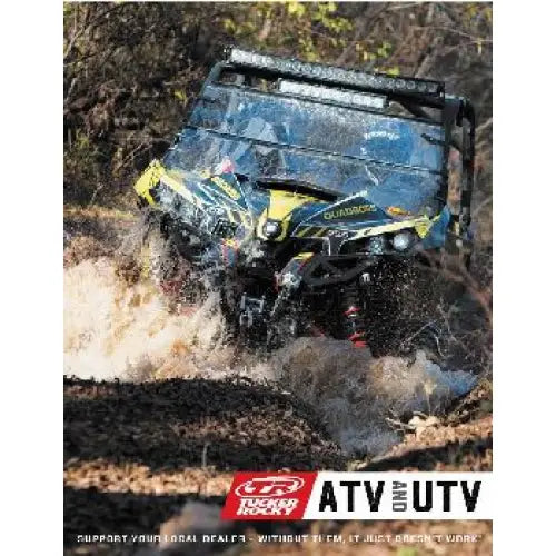 QuadBoss 03-05 Polaris Sportsman 400 4x4 Repair Kit Rear Independent Suspension Repair Kit 414644 -- Off-road vehicle splashing through water and mud, showcasing the durability and performance of Tucker Powersports ATV products.