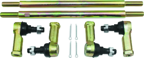 Gold-colored steering linkage components from QuadBoss tie rod assembly upgrade kit