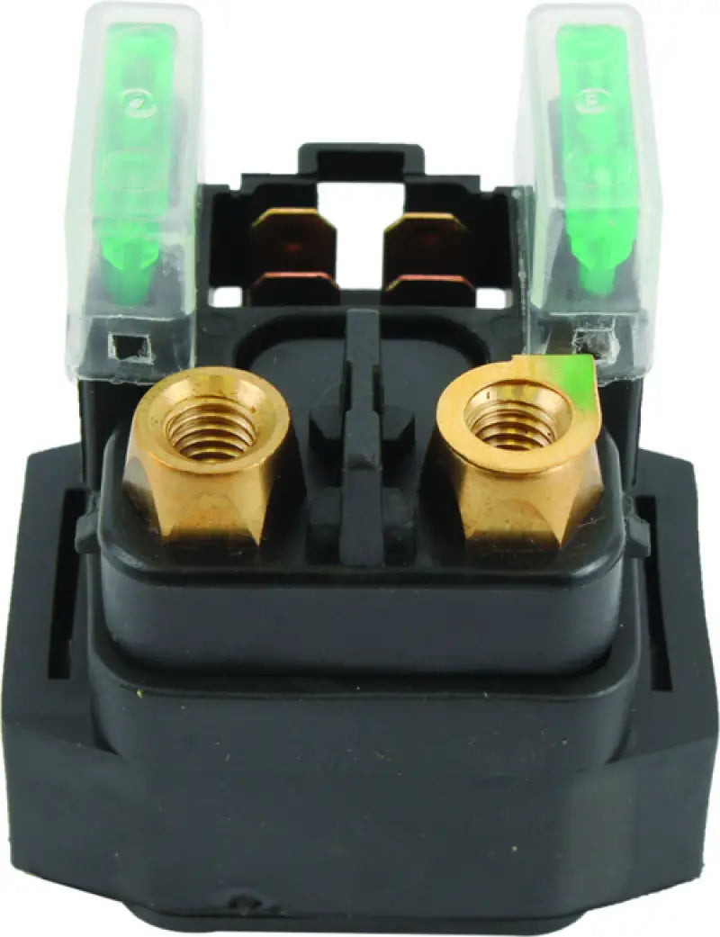 Black electrical component with fuses and brass terminals for Yamaha YFZ450 water pump rebuild