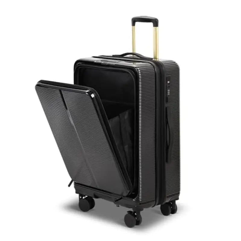 Black rolling suitcase with open front panel for Kawasaki KAF400 Mule accessory setup