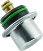 Chrome-plated fuel pressure regulator with black housing and green O-rings for Polaris Ranger fuel pump rebuild