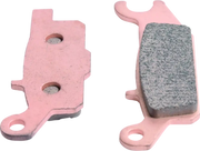 Pink brake pad with gray friction material for Yamaha YFM250R Raptor front right braking system